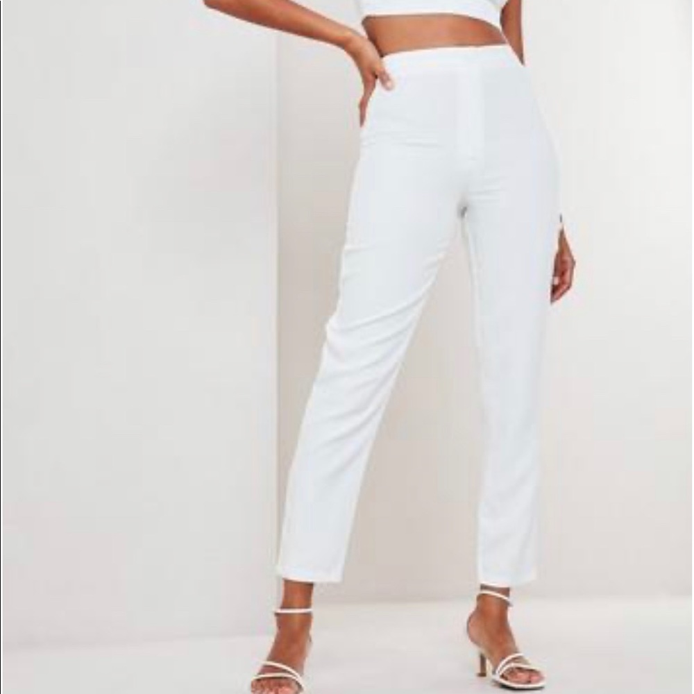 Tall White Co Ord Basic Cigarette Trousers